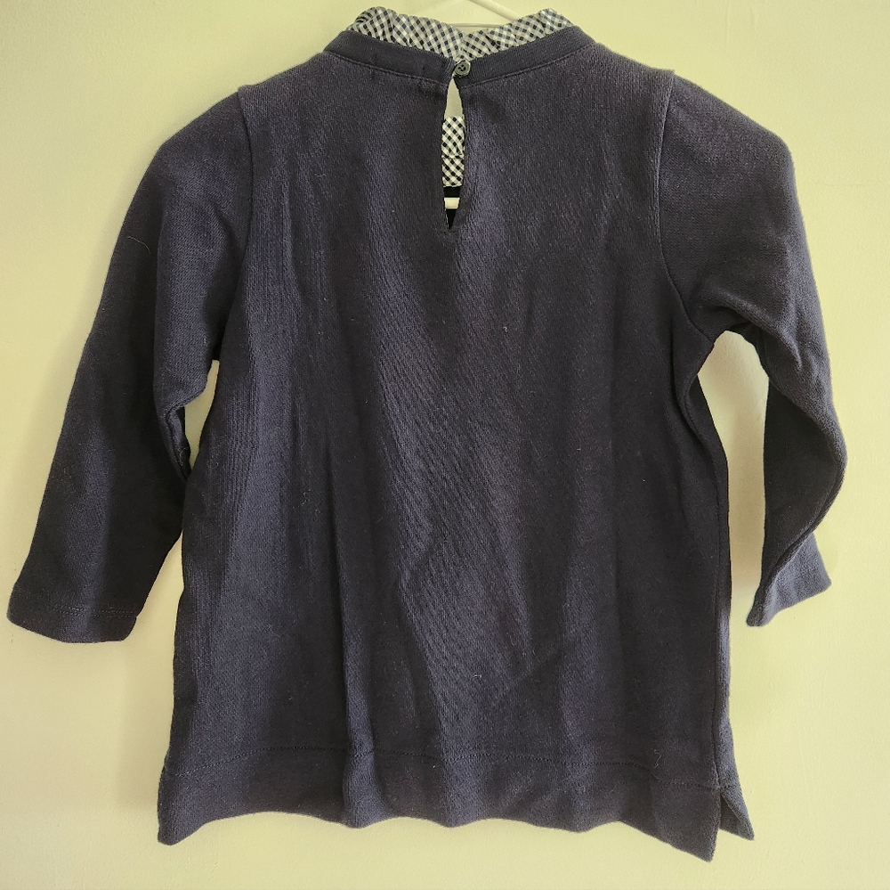 J. Crew Crewcuts Sweater Gingham Ruffle Plaid Collar 3/4 Sleeves Size 10 - Picture 5 of 6